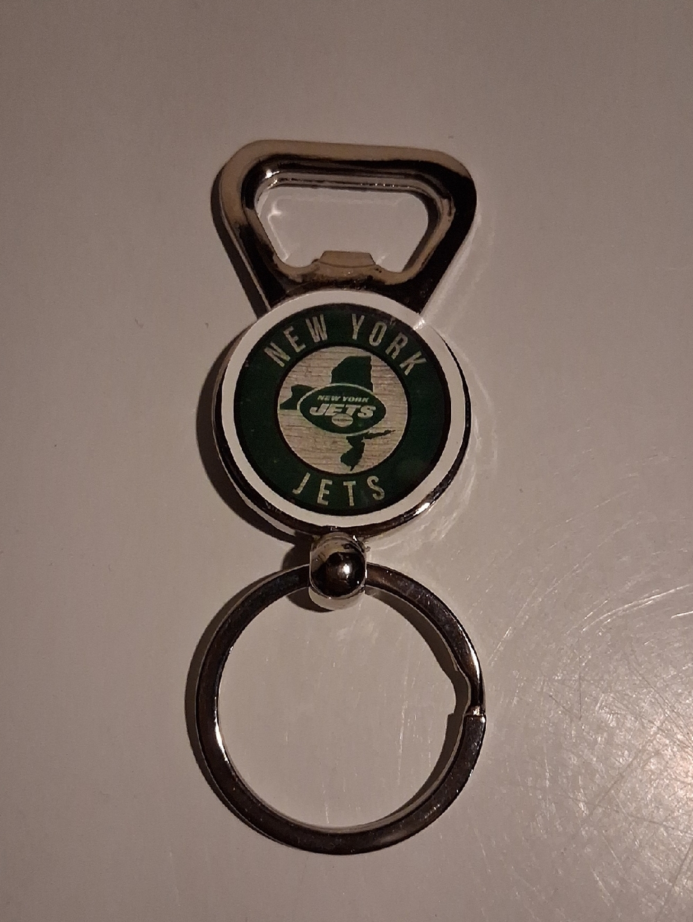 New York Jets Metal Bottle Opener Keychain - Green & White